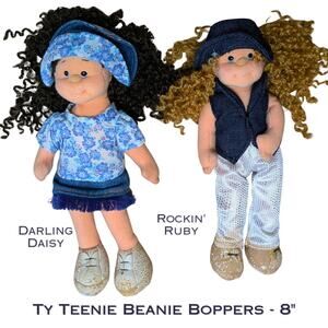 Ty Teenie Beenie Boppers Lot of 2 Glitzy Gabby Playful Peggy 8" Poseable